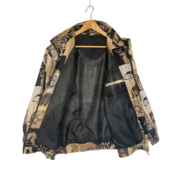Vintage Fuda International Silk Animal Print Bomber Jacket Unique‎ Lightweight L - Picture 4 of 11